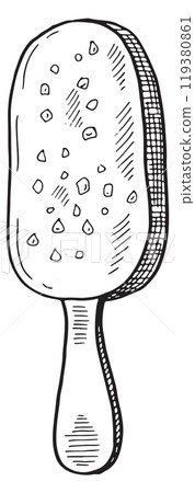 Chocolate bar ice cream sketch. Food drawing 119380861