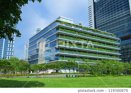 Kaohsiung, Taiwan - August 23, 2024: Building appearance of Kaohsiung Main Public Library. Kaohsiung, Taiwan - August 23, 2024: Building appearance of Kaohsiung Main Public Library. 119380878