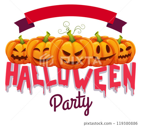 Halloween party label. Decorative holiday spooky emblem 119380886