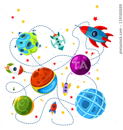 Kid space riddle. Educational puzzle child game 119380889