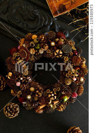 Antique Christmas wreath Antique Christmas wreath 119380973