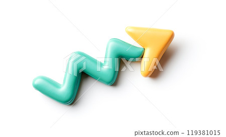 鋸齒形方向向上的箭頭的 3D 插圖 鋸齒形方向向上的箭頭的 3D 插圖 119381015