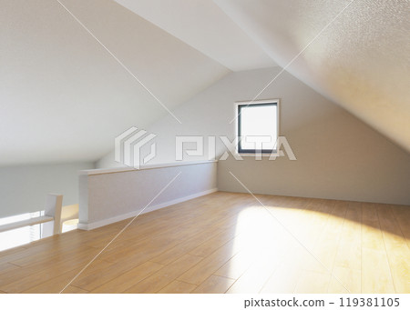 Living with a loft: A room for single people Natural color interior 119381105