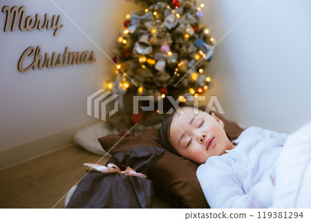 Christmas sleeping 1 year old Christmas sleeping 1 year old 119381294