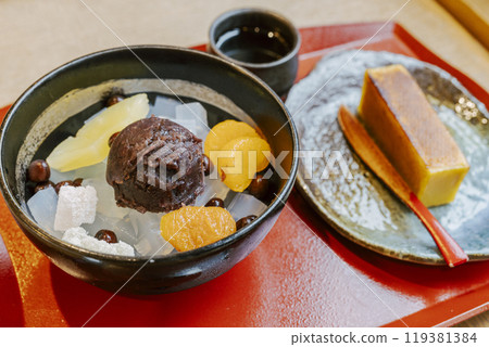 Anmitsu and sweet potato yokan Anmitsu and sweet potato yokan 119381384