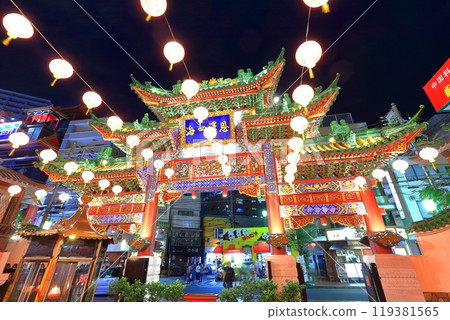 [神奈川縣]橫濱媽祖寺夜景（橫濱中華街） 119381565