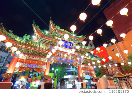 [神奈川縣]橫濱媽祖寺夜景（橫濱中華街） 119381570