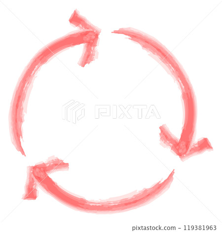 Red recycling arrow watercolor illustration Red recycling arrow watercolor illustration 119381963