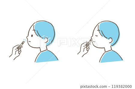 A child receiving a nasal vaccine A child receiving a nasal vaccine 119382000