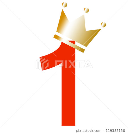Illustration of the number 1 lettering and a gold crown Illustration of the number 1 lettering and a gold crown 119382138