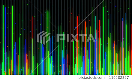 Colorful vertical equalizer bars moving on black background Colorful vertical equalizer bars moving on black background 119382237