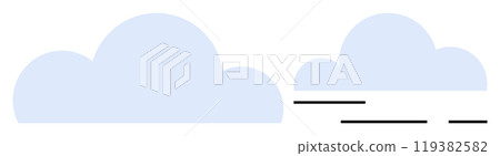 Simple Blue Clouds with Wind Representation on White Background Simple Blue Clouds with Wind Representation on White Background 119382582