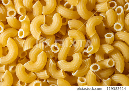 Uncooked Chifferi Rigati Pasta Background 119382614