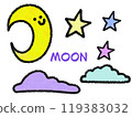 Crayon illustration set of moon and stars 119383032