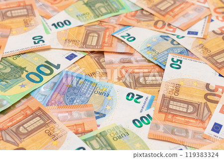Different Euro Banknotes Money Background Different Euro Banknotes Money Background 119383324