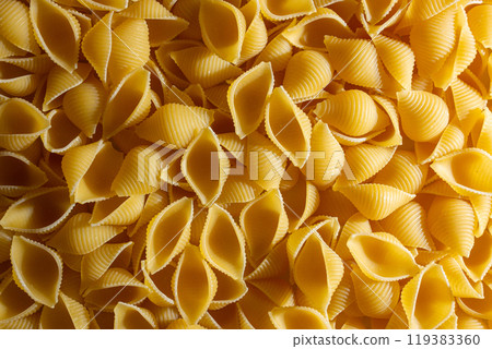 Uncooked Conchiglie Pasta Background 119383360