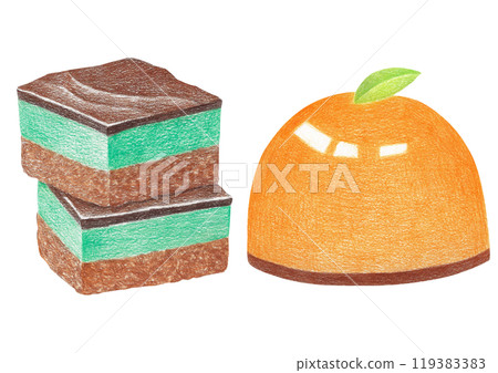 Cake illustration drawn with colored pencil. Cake illustration drawn with colored pencil. 119383383