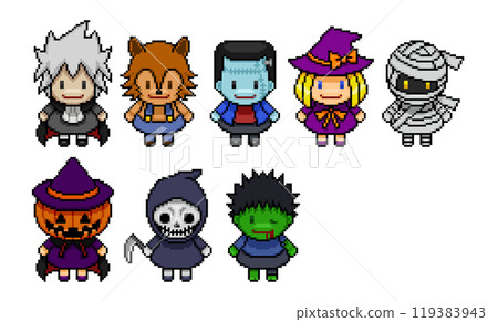 Halloween character pixel art Halloween character pixel art 119383943