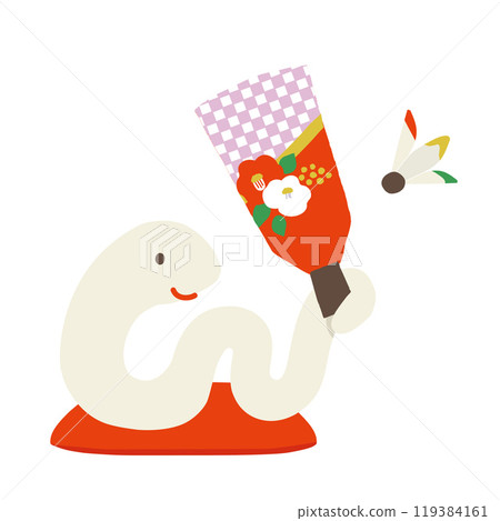 2025 Year of the Snake New Year Illustration Snake playing with a shuttlecock 119384161