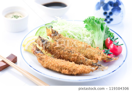 Fried Shishamo roe (white background) 119384306