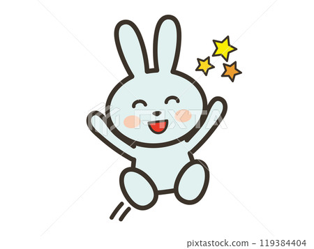Illustration of a cute bunny jumping with joy 119384404
