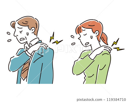 Businessman and young woman suffering from shoulder pain 119384710