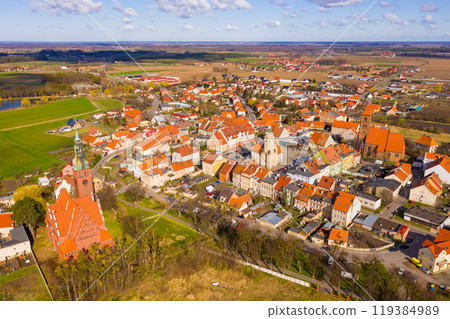 Aerial view on the city Prusice.  119384989