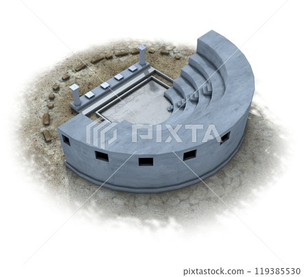 ancient house, medieval building, 3d visualization, illustration 119385530