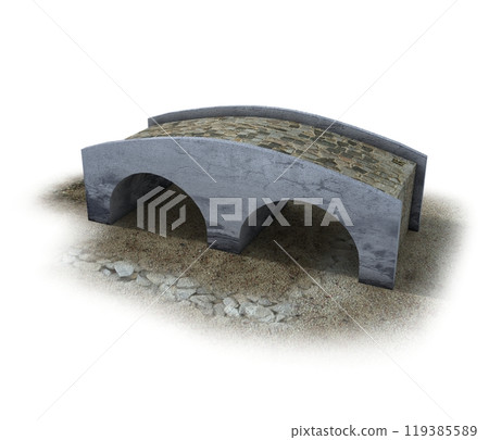 old bridge, medieval building, 3d visualization, illustration 119385589