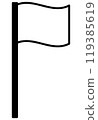 Illustration of a square flag fluttering in the wind [monochrome] 119385619