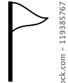 Illustration of a triangular flag fluttering in the wind [monochrome] 119385767