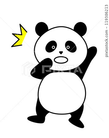 Surprised panda character leaning back 119386213