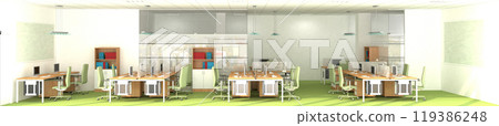 office, interior visualization, 3D illustration office, interior visualization, 3D illustration 119386248