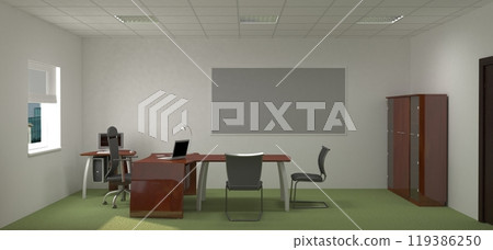 office, interior visualization, 3D illustration office, interior visualization, 3D illustration 119386250