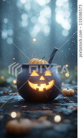 A pumpkin with a smiley face on it is sitting in a black bowl A pumpkin with a smiley face on it is sitting in a black bowl 119386573