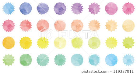 Watercolor jagged colorful vector decoration headline set 119387011