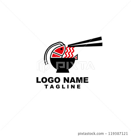 Shrimp ramen bowl logo design vector Shrimp ramen bowl logo design vector 119387121