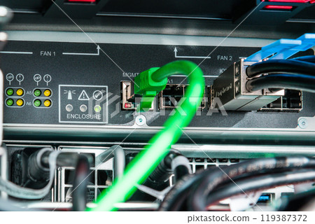 ethernet cables connected to server switch 119387372