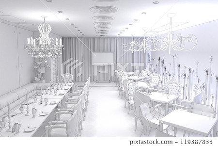 restaurant, interior visualization, 3D illustration 119387833