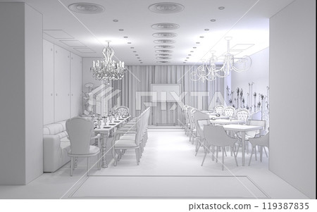 restaurant, interior visualization, 3D illustration 119387835