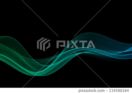 Luminescence color blue and green wave, design element on a dark background. Luminescence color blue and green wave, design element on a dark background. 119388164