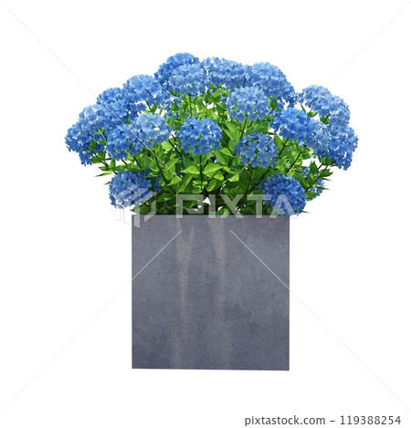 decorative flower in a pot isolated on white background, 3D illustration, cg render 119388254