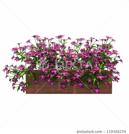 decorative flower in a pot isolated on white background, 3D illustration, cg render 119388259