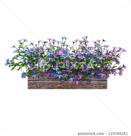 decorative flower in a pot isolated on white background, 3D illustration, cg render 119388261