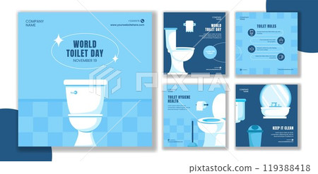 World Toilet Day Vector Illustration for Social Media Post Templates in Flat Cartoon Style 119388418