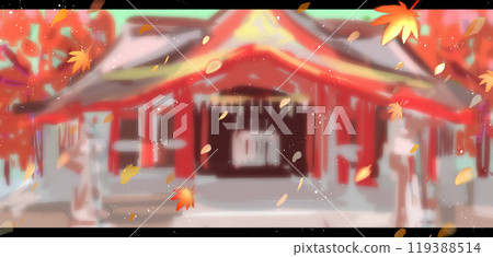 Approximate shrine background, autumn, blur 119388514