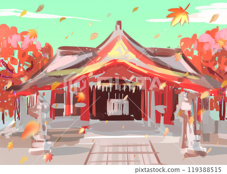 Approximate shrine background Autumn leaves 119388515