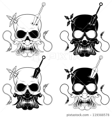 Skull with japanese hannya mask 119388578