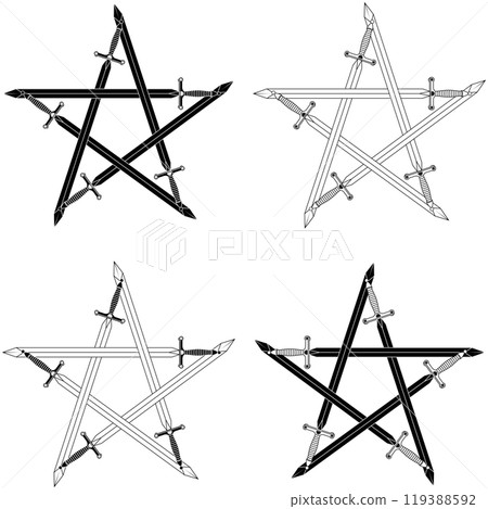Medieval swords forming a star 119388592