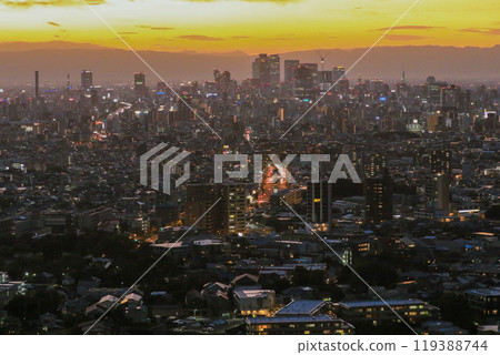 Nagoya evening view at dusk 119388744